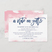 ギフトについてのおすすめ スタイリッシュなネイビーと優しいピンクの水彩画 招待状 (正面/裏面)