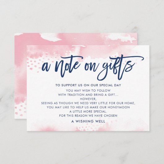 ギフトについてのおすすめ スタイリッシュなネイビーと優しいピンクの水彩画 招待状 (正面/裏面)