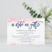 ギフトについてのおすすめ スタイリッシュなネイビーと優しいピンクの水彩 招待状 (スタンド正面)