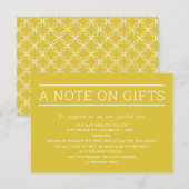 ギフトについてのメモ 現代風 シンプル おしゃれ 黄色 マスタード 招待状 (正面/裏面)