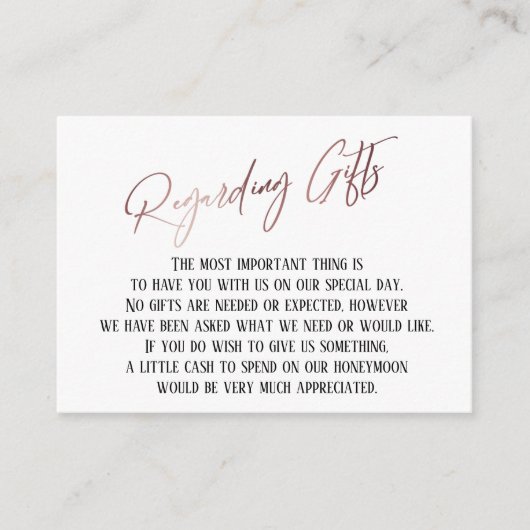 ギフトについてモダンバラ金ゴールド手書き エンクロージャーカード (正面)