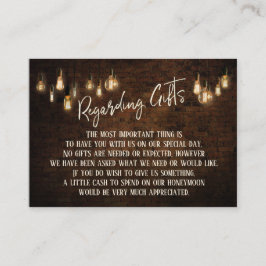 ギフトについて暗いレンガと暖かいエジソンライト エンクロージャーカード