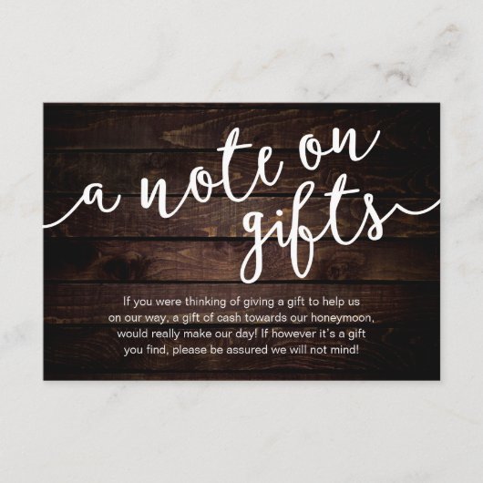 ギフトについて、ハネムーン基金への現金の願い エンクロージャーカード (正面)