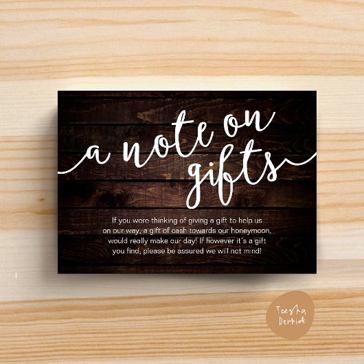 ギフトについて、ハネムーン基金への現金の願い エンクロージャーカード