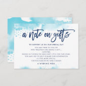 ギフトについて（メモ） スタイリッシュなアクアブルーの水彩画 招待状 (正面/裏面)