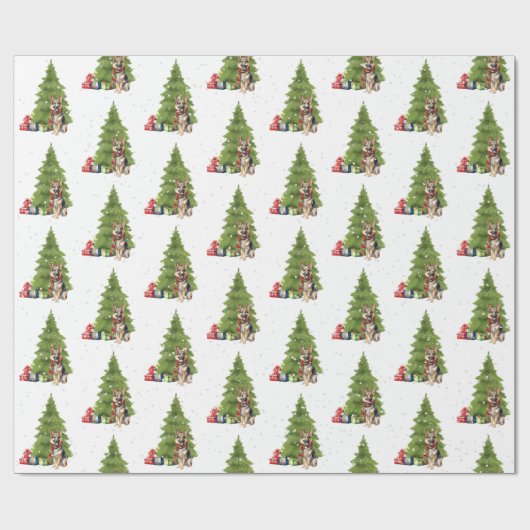 ギフトのあるクリスマスドイツの羊飼い ラッピングペーパー (フラット)