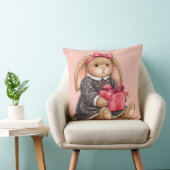 ギフトのある灰色のビロードのドレスを着たウサギ クッション (椅子)