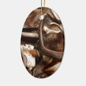 ギフトのアイディアのハンターを捜すシカのオオシカのアメリカヘラジカの(雄ジカの)枝角 セラミックオーナメント (左)