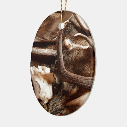 ギフトのアイディアのハンターを捜すシカのオオシカのアメリカヘラジカの(雄ジカの)枝角 セラミックオーナメント (左)