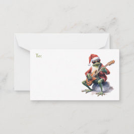 ギフトのクリスマスカエルのロックバンド ノートカード