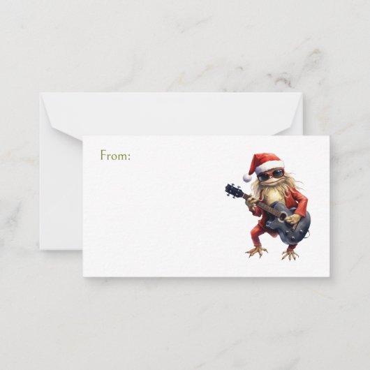 ギフトのクリスマスカエルのロックバンド ノートカード (裏面)