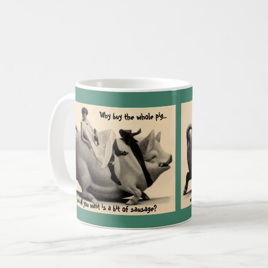 ギフトのコーヒー・マグの協力者の女性及び古いブタのユーモアをギャグで加工して下さい コーヒーマグカップ (正面左)