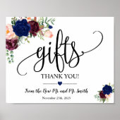 ギフトのサインのシャワー結婚式のレセプション海軍ブルゴーニュ ポスター (正面)