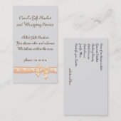 ギフトのバスケットサービステンプレート、シンプルなモモのリボン 名刺 (正面/裏面)