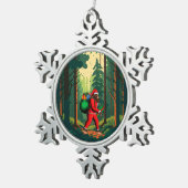 ギフトのビッグフットサンタクロース袋 スノーフレークピューターオーナメント (右)