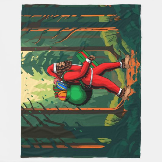 ギフトのビッグフットサンタクロース袋 フリースブランケット (正面)