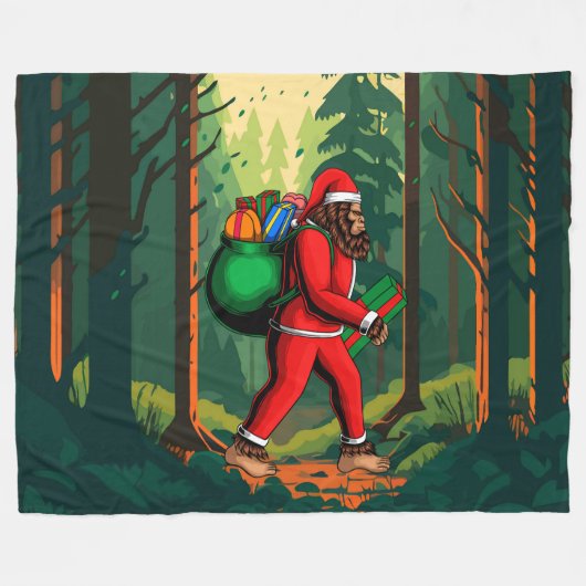 ギフトのビッグフットサンタクロース袋 フリースブランケット (正面(横))