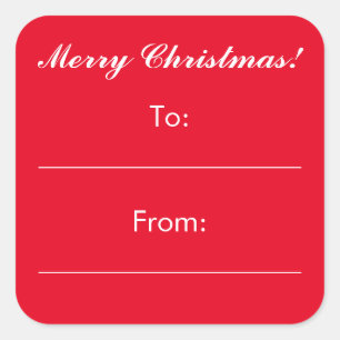 ギフトのラベルのステッカーに出入するカスタムで赤いクリスマス スクエアシール
