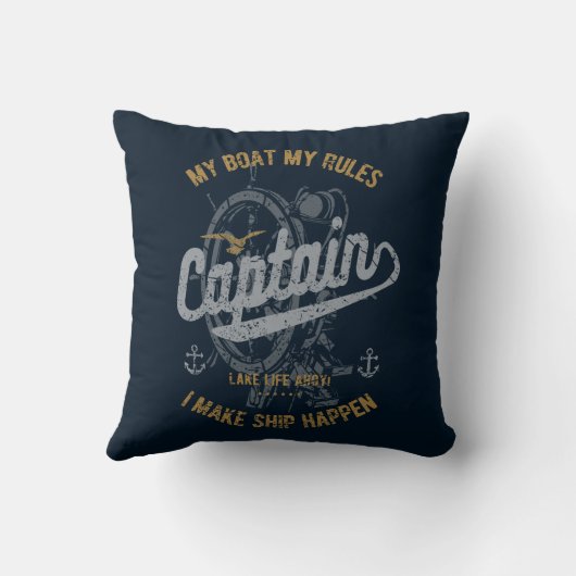 ギフトの大尉を航海するRetroおもしろいな船員のギフト クッション (裏面)