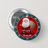 ギフトの完全な袋を持つおもしろいなサンタクロース 缶バッジ (正面&裏面)