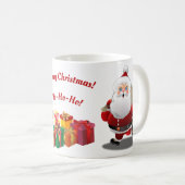 ギフトの完全な袋を持つかわいいサンタクロース コーヒーマグカップ (正面右)