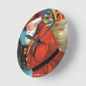 ギフトの完全な袋を持つサンタクロース ラウンド壁時計 (傾斜)