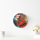 ギフトの完全な袋を持つサンタクロース ラウンド壁時計 (ホーム)