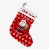 ギフトの完全な袋を持つ幸せなサンタクロース スモールクリスマスストッキング (正面 (吊り時))