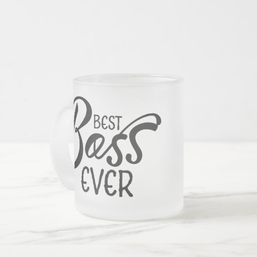ギフトの最も最高のなボスの常にコーヒー フロストグラスマグカップ (正面左)