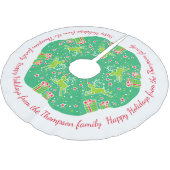 ギフトの木のスカートに意気揚々と歩いているクリスマスのトナカイ ブラッシュドポリエステルツリースカート (アングル)