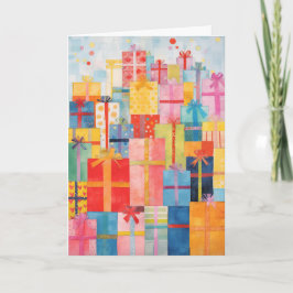 ギフトの積み重包まれたねクリスマスカード カード