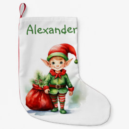 ギフトの袋を持つクリスマスの妖精をパーソナライズ スモールクリスマスストッキング