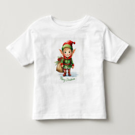 ギフトの袋を持つクリスマス小妖精や小人 トドラーTシャツ