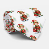 ギフトの袋を持つクリスマス小妖精や小人 ネクタイ (ロール)