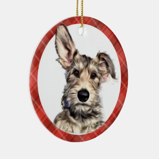 ギフトの袋を持つ子鹿の子犬のオーナメント セラミックオーナメント (右)