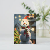 ギフトはがき付き雪だるま ポストカード (スタンド正面)