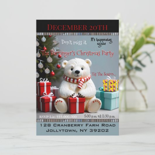 ギフトを守る熊の毎年恒例のクリスマスパーティー 招待状 (スタンド正面)