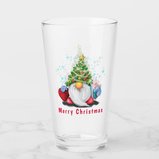 ギフトを持ったノームのクリスマスグラス タンブラーグラス (裏面)