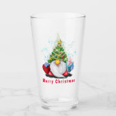 ギフトを持ったノームのクリスマスグラス タンブラーグラス (正面)