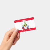ギフトを持つ小人のクリスマスパーティバッジ バッジ (手持ち)