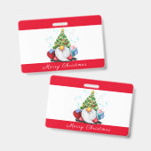 ギフトを持つ小人のクリスマスパーティバッジ バッジ (正面＆裏面)
