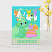 ギフトを持つGodsonの第1誕生日のかわいく小さいモンスター カード (黄色い花)