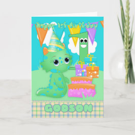 ギフトを持つGodsonの第1誕生日のかわいく小さいモンスター カード
