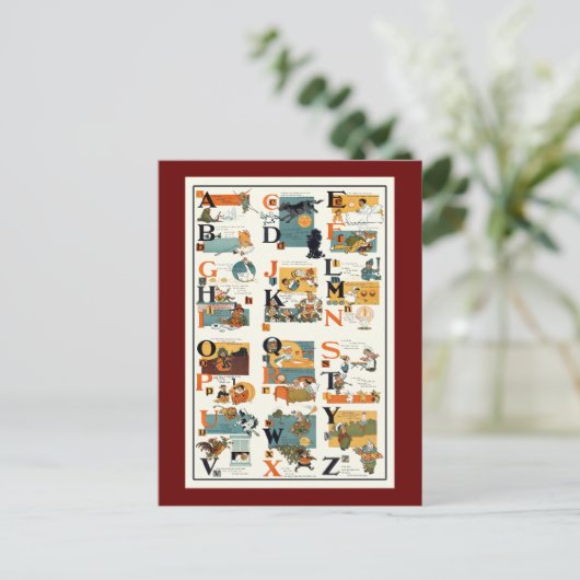ギフトを教えているヴィンテージのアルファベットの図表ABCの先生 ポストカード (スタンド正面)