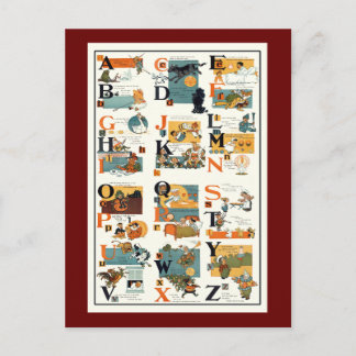 ギフトを教えているヴィンテージのアルファベットの図表ABCの先生 ポストカード
