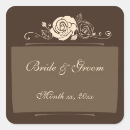 ギフトを調整しているコーヒーおよびクリームのバラ スクエアシール