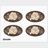 ギフトを調整しているコーヒーおよびクリームのバラ 楕円形シール (シート)