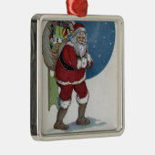 ギフトを運んでいるクリスマスGreetingSanta メタルオーナメント (右)