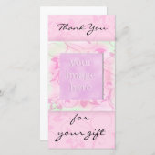 ギフトを-ピンクのフォトカードありがとう サンキューカード (正面/裏面)