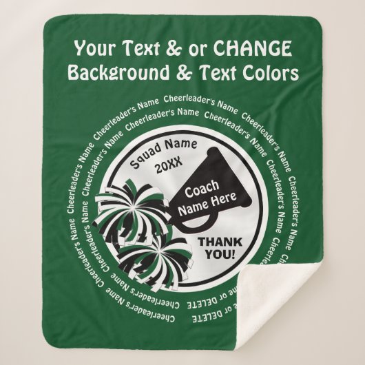 ギフトアイディア:応援コーチ、緑、白、黒 シェルパブランケット (正面)